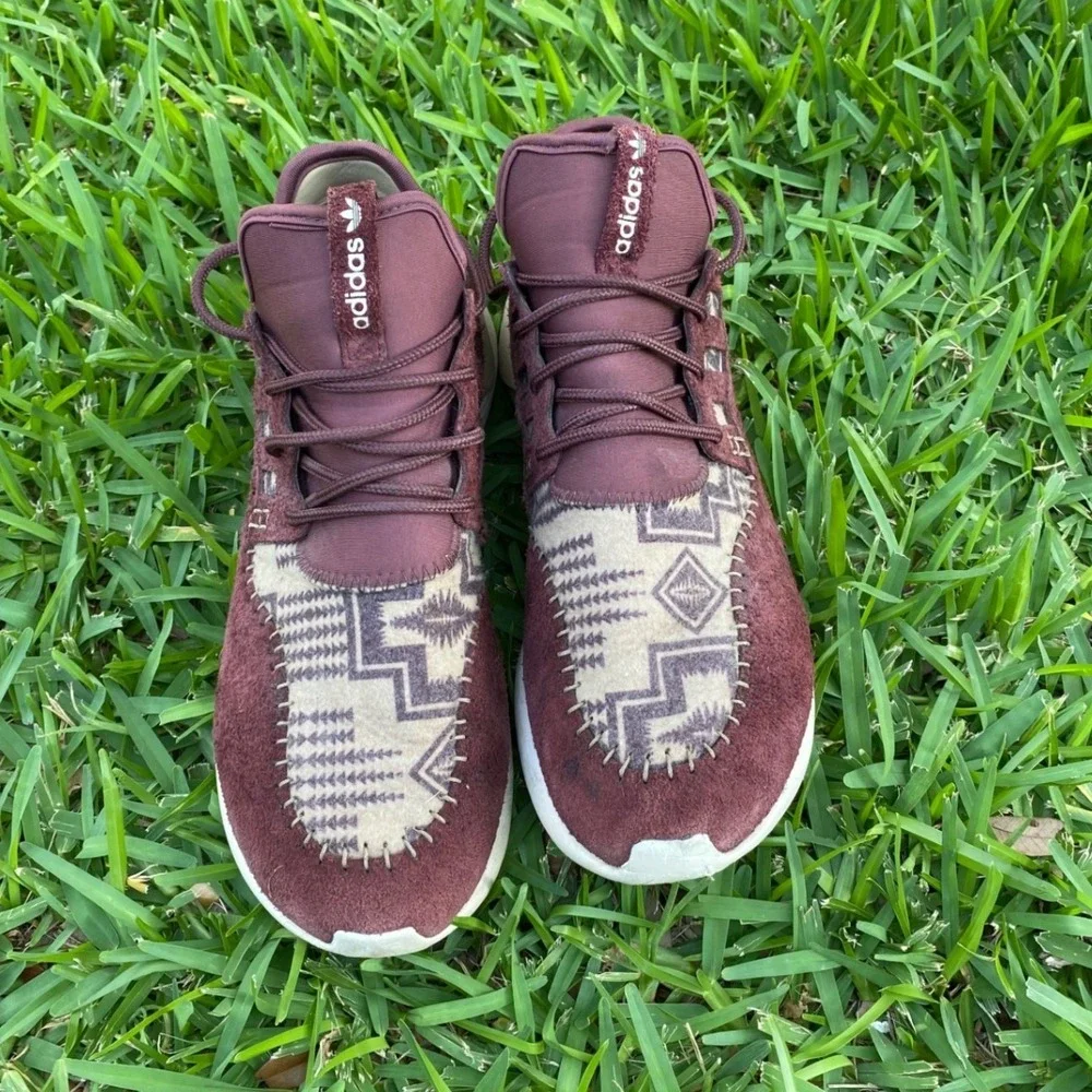 Adidas Tubular Runner Burgundy Southwestern Geometric Suede Mens 10.5 B24692